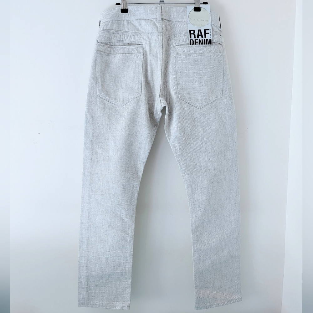 Raf Simons Men's White Denim Slim Straight Fit Tapered Jeans Italy 32 - Picture 2 of 14
